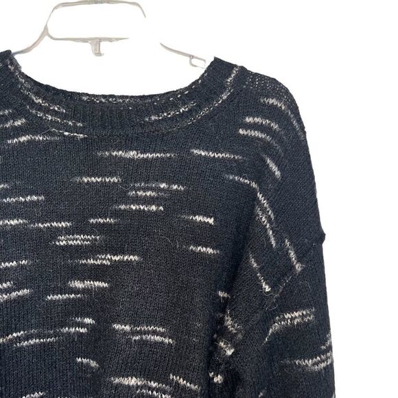 Max Studio Black Marled Knit Long Sleeve Pullover Sweater - Picture 5 of 8